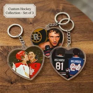Rozanov & Hollander Retro Heart Key Chain Set, Heated Rivalry Inspired Hockey Romance Folding Stand, Cute Couple Merch Key Chain