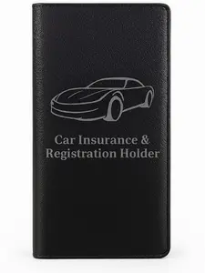 Premium PU Leather Car Document Holder Black Registration & Insurance Card Organizer Protects License Papers & Essential Documents