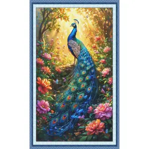 Full Embroidery cotton Thread 11CT Printed Peacock Cross Stitch Kit40x70cm