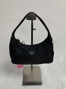 Pre-owned PRADA Black Nylon Mini Hobo Bag – Authentic Designer Handbag/WJ03211307