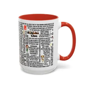 Clue Movie Quote Mug – Funny Accent Coffee Cup – Red & Black Ceramic Gift