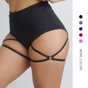 Danedvi Women's Booty Shorts with Garters High Waisted Workout Pole Dance Yoga Hot Pants Active Butt Lifting Sports Leggings