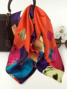 Geometric Silk Scarf, 21.65 Inches, Women's Fashion Lightweight Wrap, 100% Mulberry Silk, Soft, Breathable, Versatile Accessory