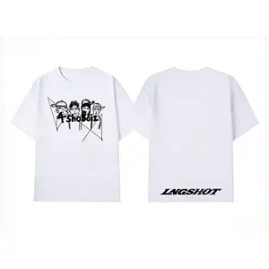 2026 Summer New LNGSHOT Korean Wave Men's T-shirt Fashion Hot Men and Women with The Same Round Collar Print T-shirt