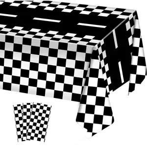 Racing Party Tablecloth Set, Table Runner, 1/3 Pieces Grid Racing Theme Decorations, 54x108 Inches Checkered Design, Checkered Pattern, Perfect for Birthday Parties, Banners