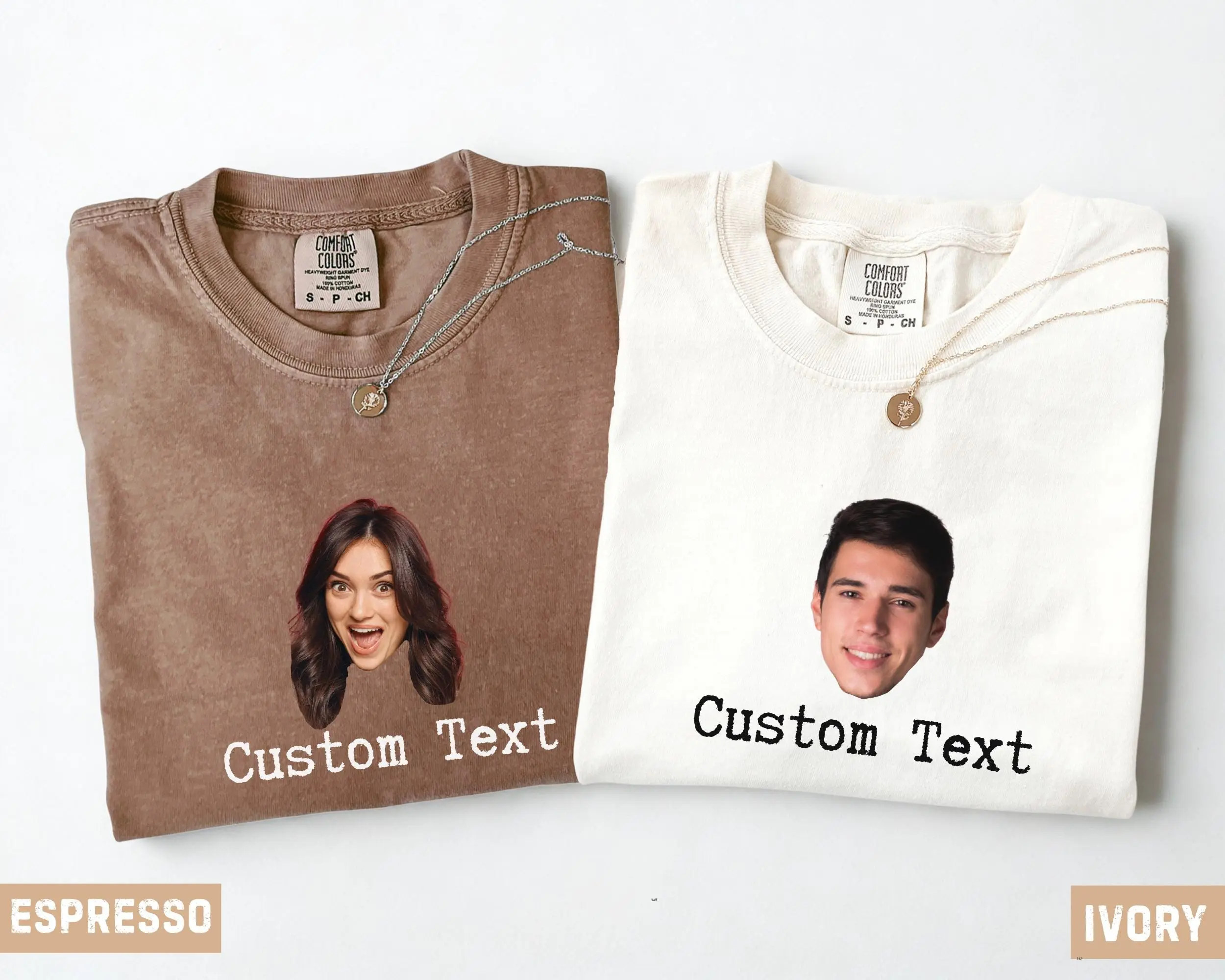 Custom Face Couple Shirts, Personalized Photo Matching Tee, Custom Text Comfort Colors Shirt, Funny Birthday, Bachelorette Gift, Couples Tee