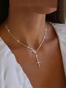 Luxurious Infinity Lucky 8 Cross Pendant Necklace - Dainty Cross Necklace, Hypoallergenic, Timeless Classic Style, Perfect for Daily Wear, Vacations, and Christmas Gifts, with Elegant Design and Sparkling Finish