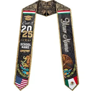 Personalized Mexican Graduation Sash Class Of 2025, Mexico Graduation Stole, Mexican American Graduation Gifts for Seniors