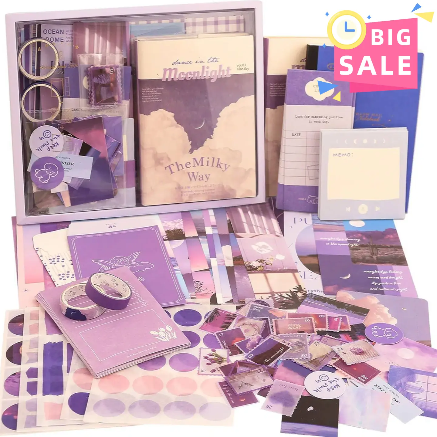 Vintage Scrapbook Kit (300+ Pcs) for Special Events - A6 Grid Notebook, Bullet Junk Journaling Supplies, DIY Journaling Stationery, Thoughtful Gift for Teen Girls, Fun Crafting Experience