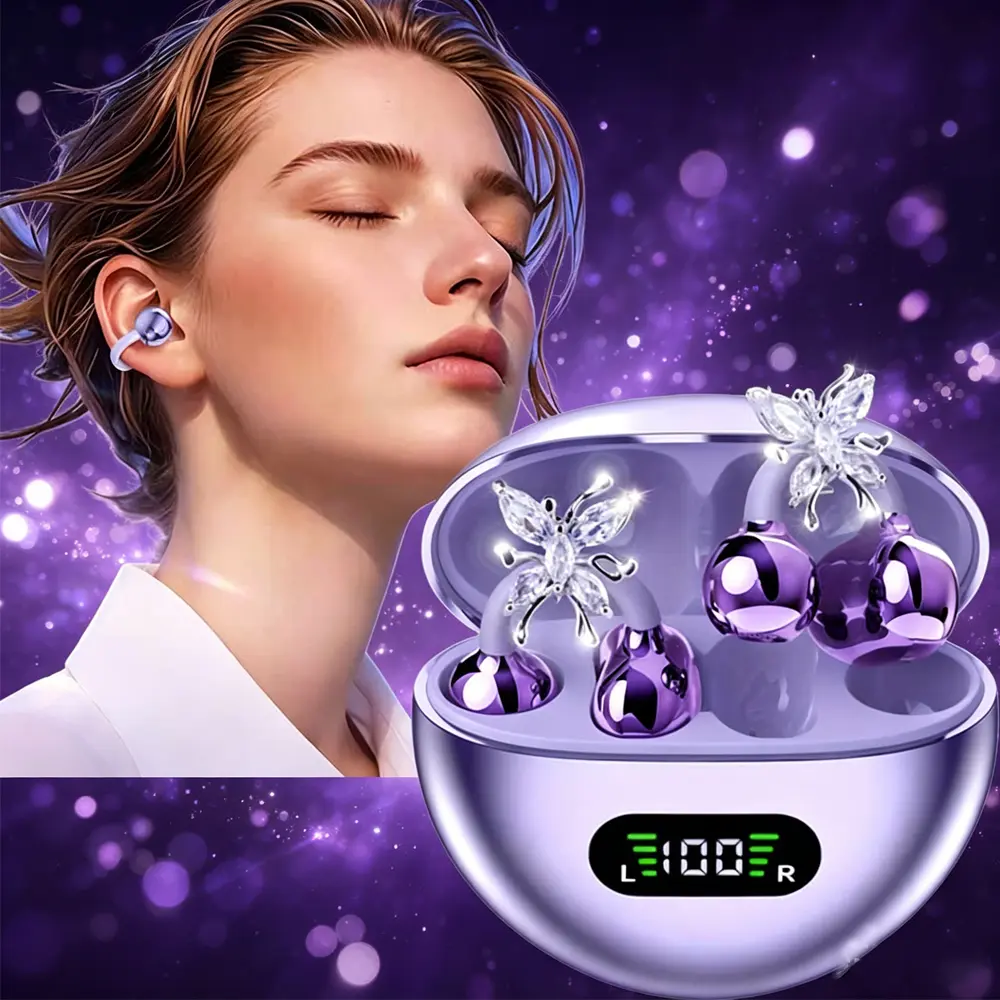 TEMPOMIND Wireless Bluetooth Ear Clip Earphones - Electronic In-Ear Earbud Headphones with Clip-On Earhook for Cycling, Gaming