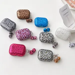 Case For AirPods 4/Pro 3 2 1 Fashion Stylish Leopard Print Design Wild Chic Animal Print AirPods Designer TPU Cover with Charm