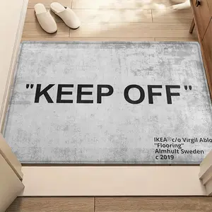 1pc Keep off Cool Slogan Rectangular Soft Area Rug, Durable Non-Slip, Ideal for Gaming Room/unique Space Decor, Modern Simple Home Interior