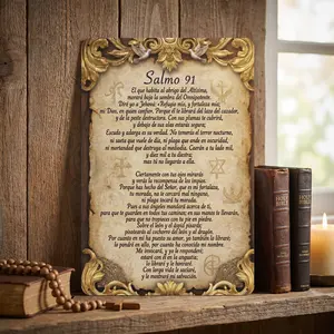8x12 Lightweight Aluminium 2D Flat Salmo 91 Metal Sign, Vintage Spanish Bible Verse Religious Home Decor, Spiritual Wall Plaque Ornament with Stunning Visuals, Spiritual Wall Decor