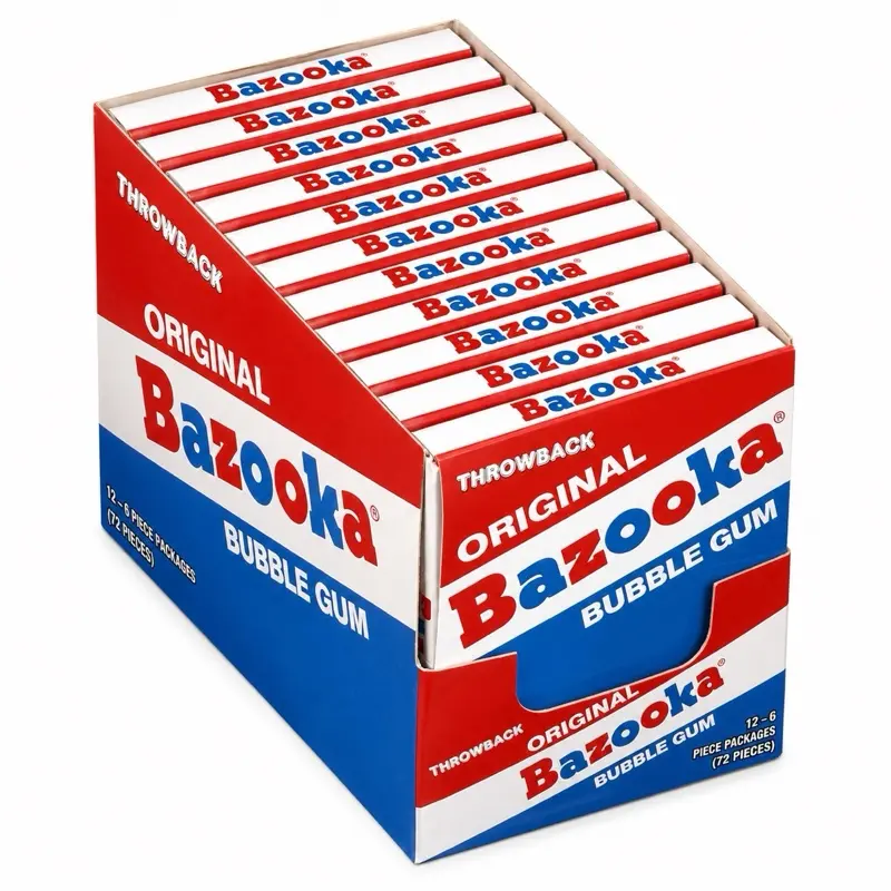 Bazooka Original Bubble Gum 12 Pack (72 Pieces Total) | Includes Bazooka Joe Comics | Throwback Corner Store Classic | Retro Bubble Gum Candy | NY Snack Pantry