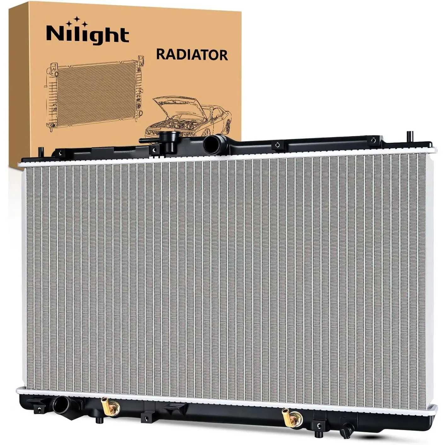 Nilight Aluminum Core Radiator Complete Unit - Leak Tested, Precision Fins, High Pressure Seal, Boiling Point Boost for Honda Accord 1998-2002, Acura 1999-2001 V6 3.0L/3.2L Automatic Transmission Cooling Systems, V6 Engines