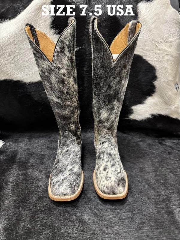 WOMEN COWHIDE SQUARE TOE BOOTS