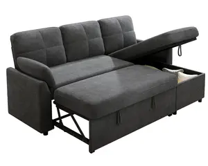 [SummerVibes]VanAcc Sofa Bed, Sleeper Sofa- 2 in 1 Pull Out Sofa Bed with Storage Chaise, Couch Bed, Comfy Upholstered Daybed for Living Room, Lounge