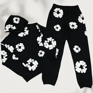 streetwear Essentials Hoodie Set | Athleisure Hoodie Duo |  Foam Print & Breathable Fabric for Outdoor Chic |