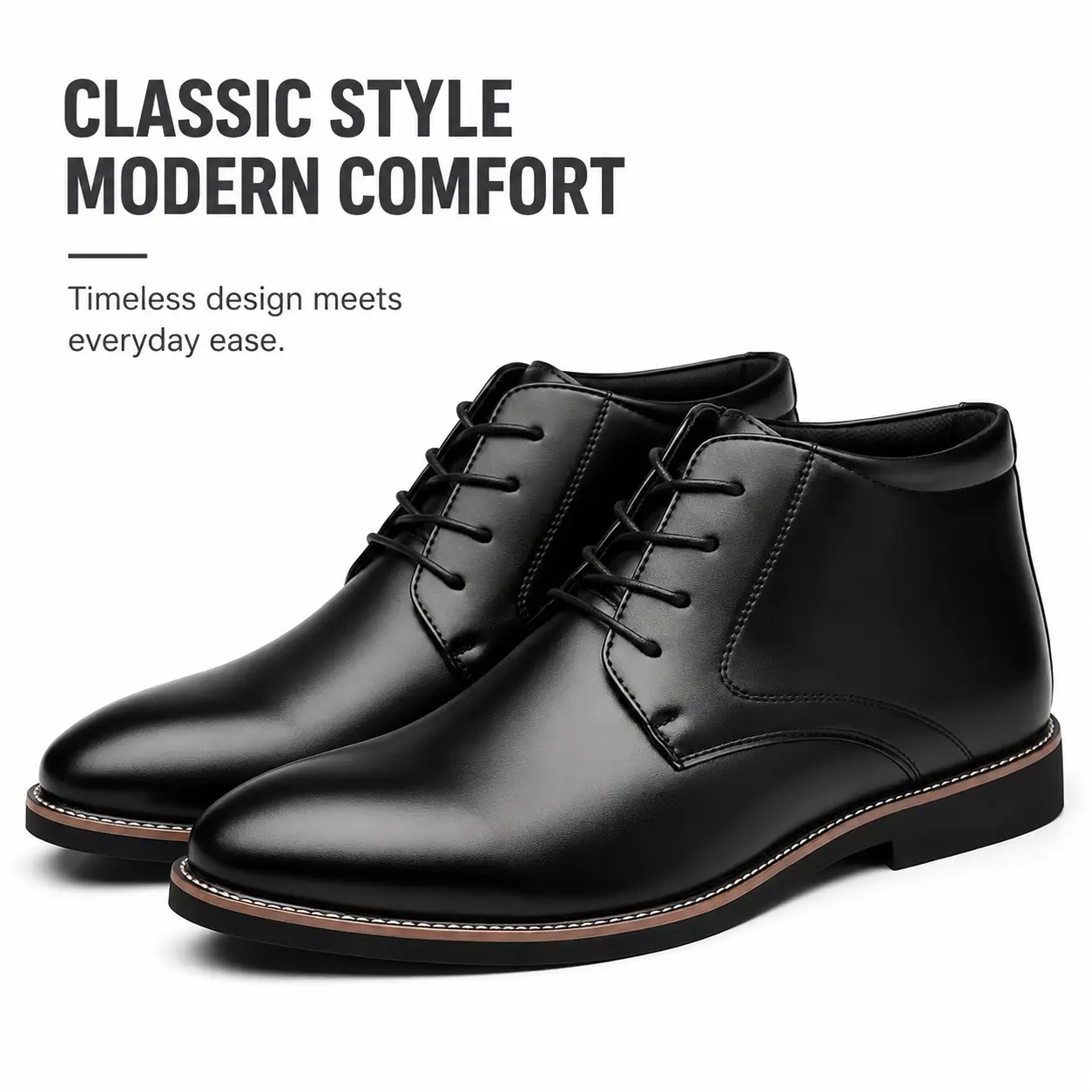 Men's Oxford Shoes Classic Leather Business Casual Dress Shoes Lace Up Formal Footwear, Minimalist, Laces, Pointed Toe, Pu Leather, Lightweight