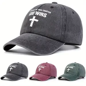 Unisex Letter Cross Printed Wash Baseball Cap Outdoor Sport Adjustable Sunscreen Leisure Hat Spring Autumn Travel Tourism Beach Vacation