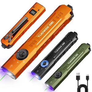 【NEW 2026】 TUOWEE ZL3 Rechargeable Flat EDC Flashlight, 1000 Lumens Tactical Flashlight with UV Light, Dual Switches, Digital Display, Waterproof Pocket Flashlight for Outdoor, Home & Emergency