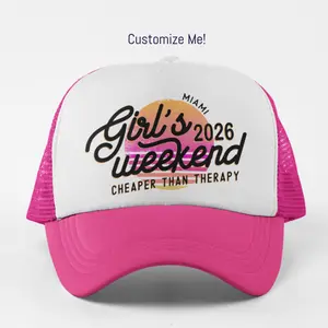 Custom Girls Weekend Trucker Hat – Personalized Sunset Theme | Birthday Party Hats, Vacation Caps, Sunset Pool Party Accessories, Matching Group Hats