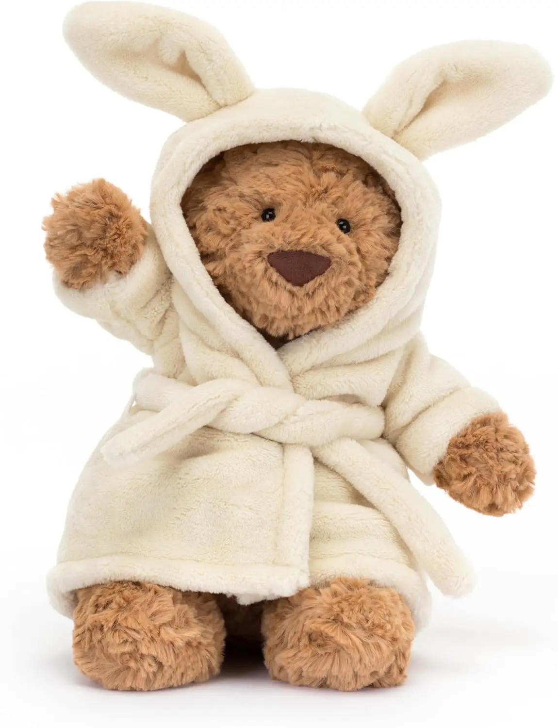 Jellycat Bartholomew Bear in Bathrobe – Soft Teddy Bear Plush with Removable Bunny Hooded Robe, Cute Birthday Gift for Kids, Teens and Collectors