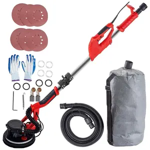 Drywall Sander 850W, Electric Drywall Sander, Variable Speed 800-1750 RPM, Foldable Sheetrock Sander, with Telescope Handle, Electric Sander, with LED Strip Light and Vacuum Bag, Wall Sander