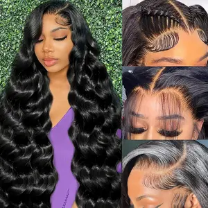 40inch Body Wave Human Hair Wig 13X4 Real HD Lace Frontal Body Wave Wig 200% Human Hair Wig Prelucked Hairline with Baby Hair