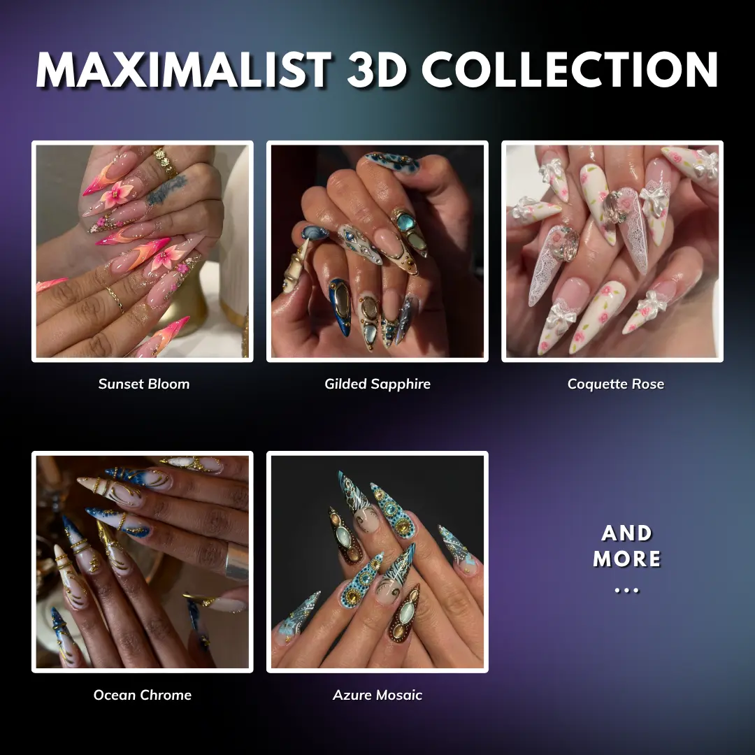 (MTO) BubbleNailArt Maximalist 3D Collection Long Stiletto/Almond Luxury Nail Jewelry Handcrafted Wearable Nail Art Fashion Hand Accessories