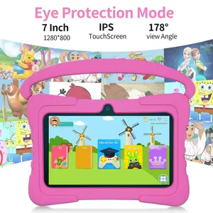 7-inch Android tablet with shockproof protective case, 1GB + 16GB, Wi-Fi, parental controls, dual cameras, Bluetooth tablet, educational, blue/pink, eye protection mode, Student Tablets