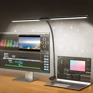 1pc Dual LED Desk Lamp with Clamp, 3 Modes, 10 Brightness Levels, Flexible Gooseneck & Swing Arm, USB Powered, Dimmable Desk Lights, Perfect for Reading, Studying, Office Work, and More, Lighting Modes Adjustable, Adjustable Laptop Light