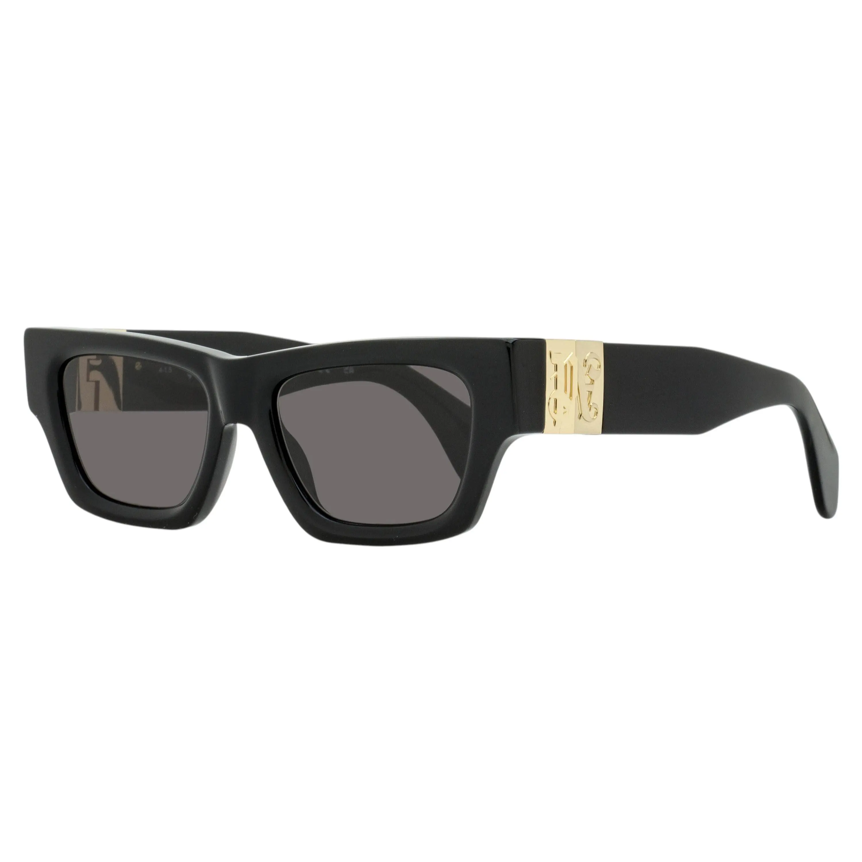 Palm Angels Magnolia Bold Rectangular Sunglasses, Designer Thick Acetate Statement Frame with 100% UV Protection, Black/Gold 53mm, Statement Frame Glasses, Stylish Accessories, Polished Metal, Bold Look, Thick Frame