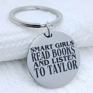 [Stainless Steel Keychain] 1/20pcs Round "Smart Read Books and Listen to Taylor" Engraved Quote Keychain Surprise Collectibles | Ideal Gift for TS-Loving, Book-Reading Fans - Perfect for Birthdays & New Year Suitable for men and women