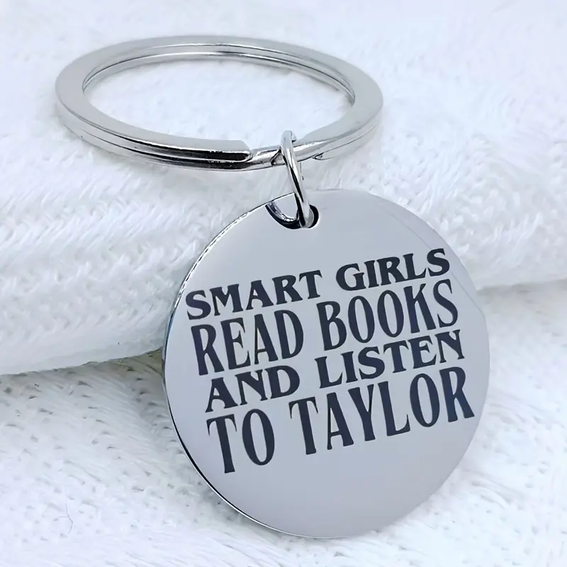 Stainless Steel Keychain, Key Chain for Car Keys, 1/20pcs Round "Smart Read Books and Listen to Taylor" Engraved Quote Keychain Collectibles, Ideal Gift for TS-Loving, Book-Reading Fans, Perfect for Birthdays & New Year