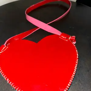 Pink and Red Leather Heart-Shaped Purse