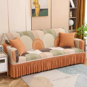 Elegant Modern Sofa Cover, Elastic Fabric & Ruffled Edge Design, Multi-Use for Hotel, Bedroom, Dormitory, Apartment, Outdoor, Party