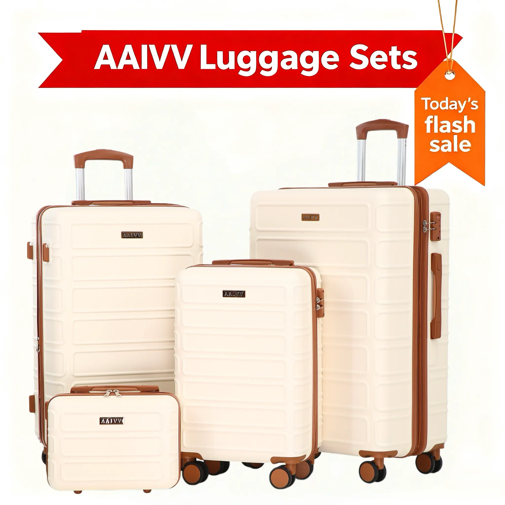 Sturdy ABS Hardshell Rolling Luggage Set (4-Piece, 13/20/26/28in) - Expandable, TSA Lock, Double Spinner Wheels, High-Strength, Luggage Bags for Travel, Father's Day Gift, Sturdy Abs Luggage