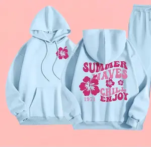 Summer Waves Women's Pullover Hoodie Sweatshirt And Sweatpants Set cozy, stylish, perfect for casual wear. Great gift for teen girls & women