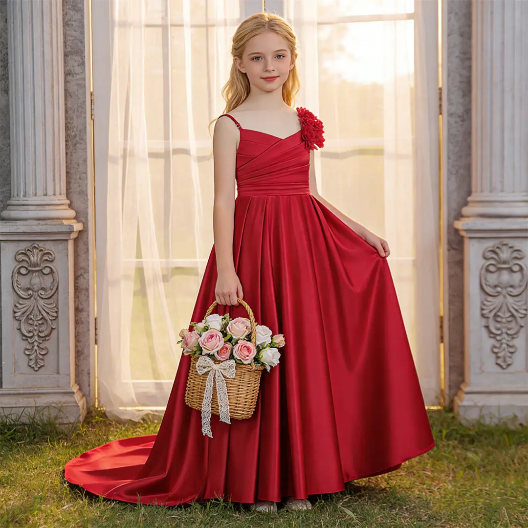 680 Kids Long dress with train for poet violin and piano performance birthday party evening dress