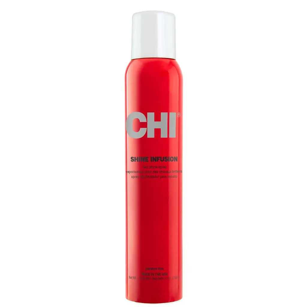 CHI Shine Infusion Hair Spray, Weightless Shine & Frizz Control, Reduces Flyaways & Helps Repair Split Ends, Sulfate‑Free, Paraben‑Free Hair Finish Spray for All Hair Types, 5.3 Oz