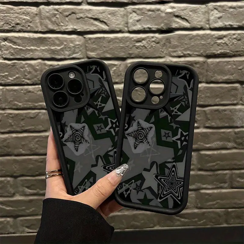 The Star Pattern Is Suitable for TPU Cases Designed for iPhone 16, 15, 14, Plus, Pro, Max,Xsmax. Perfect Birthday Gift for Friends TPU Fully Wrapped Camera Men's and Women's simple anti-drop protective TPU case with a Stylish Appearance. Shockproof Cover