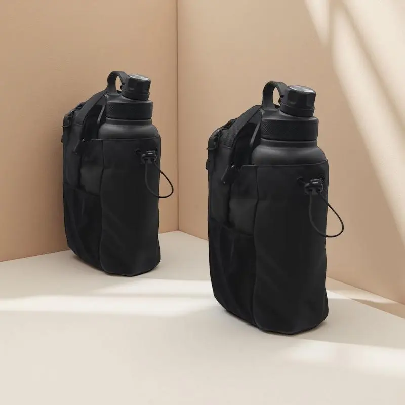 Magnetic Gym Bag Plus & Water Bottle Pouch - Fits 18-46oz Bottles, 3 Strong Magnets Phone Holder Organizer with Premium Shoulder Strap, Weatherproof Fitness Caddy for Keys & Wallet