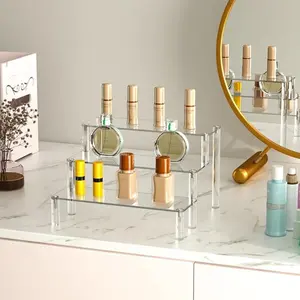 Acrylic Display Risers,Perfume Organizer,Display Riser,Cupcake Display Stand Steps, Organizer Shelf Stand for Figures, Dessert, Cosmetics, Lotion,
