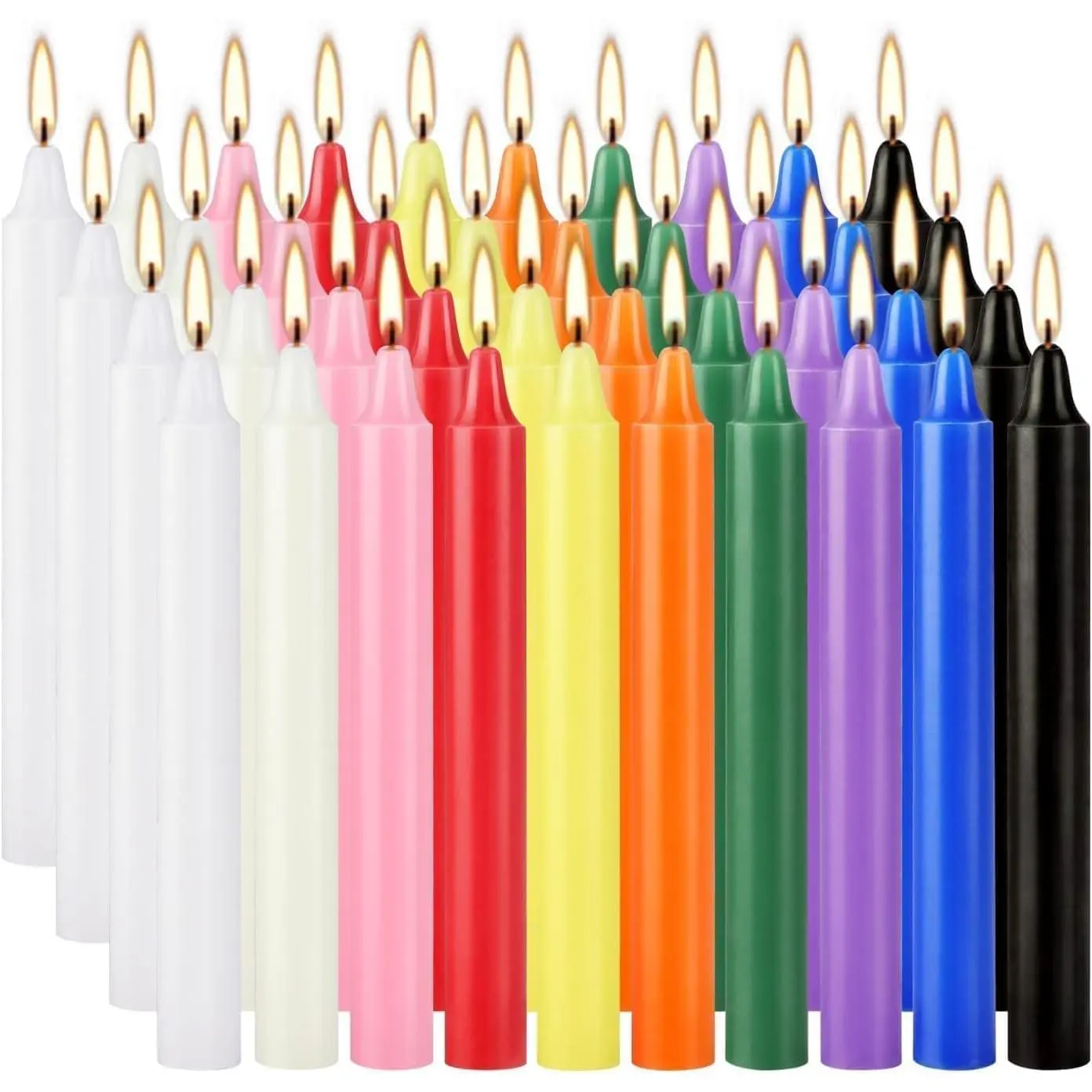 Pure Paraffin Wax 40-Pack Assorted Color Spell Chime Candles Set - 4-Inch Mini Taper Candles with Orange Shade for Christmas, Thanksgiving, Cake Decorations - Holiday Home & Festive Party Supplies Gift, Decorations Supplies, Synthetic