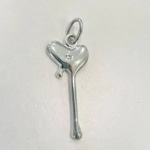 Sterling Silver 925 Melted Heart Pendant Heart Jewelry