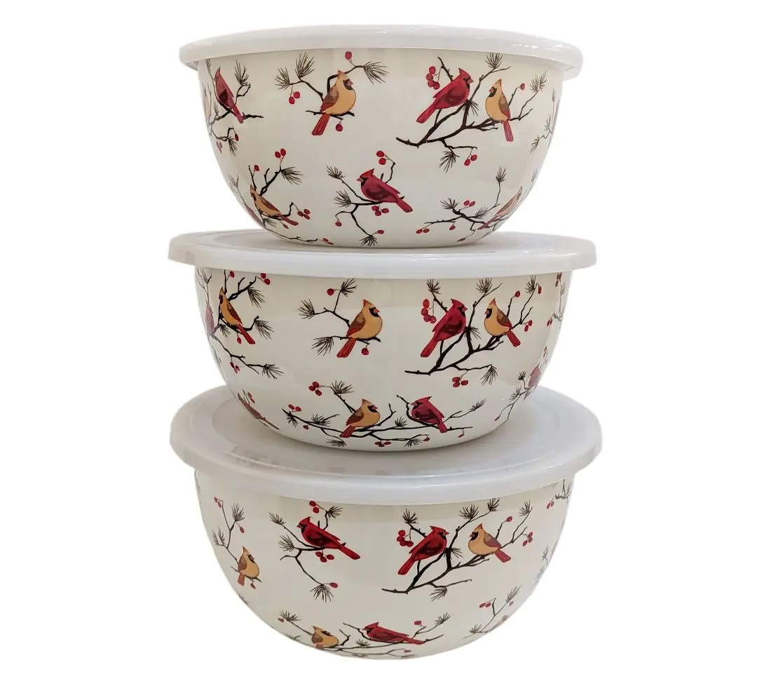 QVC Seasonal 3-Piece Stainless Steel Kitchen Bowls Set with Lids for Camping, Hiking, Picnic Use QVC Seasonal 3-Piece Stainless Steel Kitchen Bowls Set with Lids for Camping, Hiking, Picnic Use
