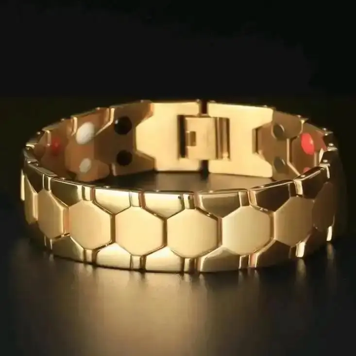 popularDiamond double-point European and American men's bracelet magnet energy removable hexagonal bracelet magnet bracelet Trendy Stack Bangle Trendy Fashionable Accessories