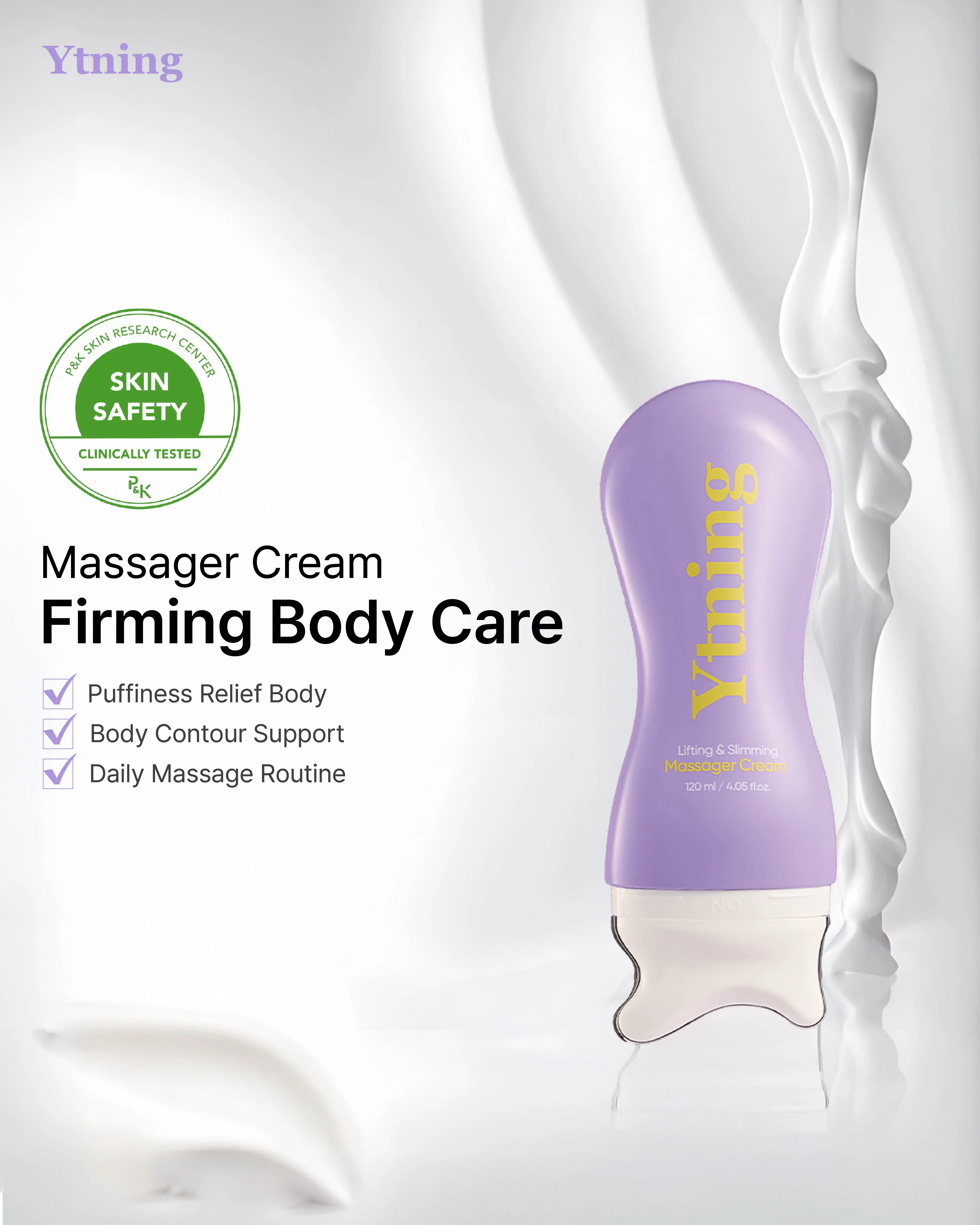 Ytning Body Massage Cream with 5-Roller Applicator, Soothing Formula with Caffeine & Peptides for All Skin Types, 120ml (4.05 fl.oz.)