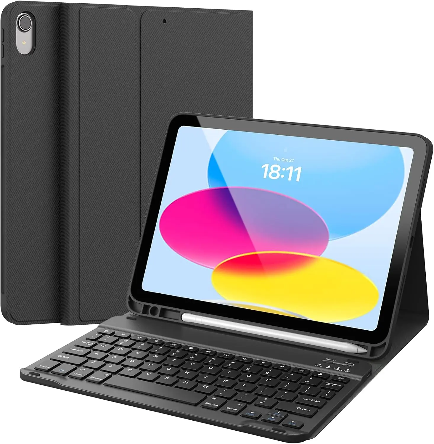 CHESONA Keyboard Case for iPad (A16) 11th/10th Generation (2025/2022), Detachable Wireless Keyboard, Stand Folio Keyboard Cover with Pencil Holder, Thin & Light